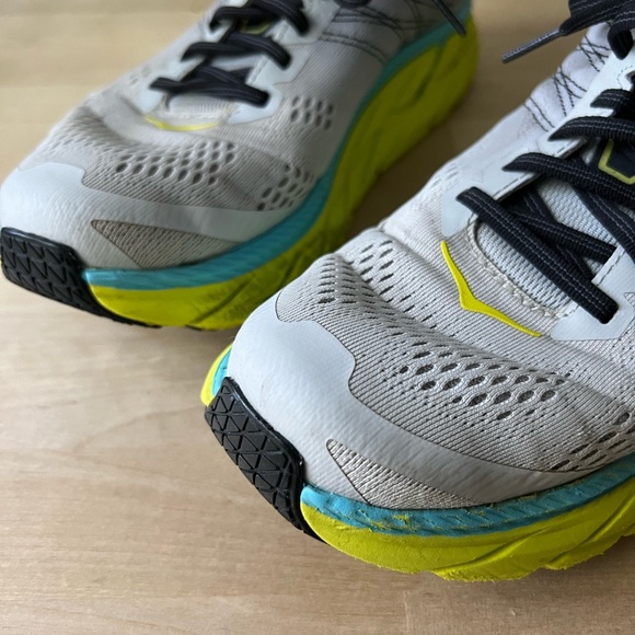 HOKA Mens Gray Yellow Blue One One Sneakers Sz 8 - Picture 3 of 15